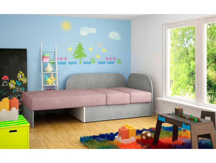 ZAYAH Chauffeuse/Lit enfant en tissu rose – Image 2