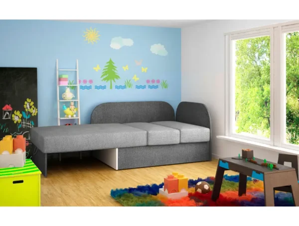 ZAYAH Chauffeuse/Lit enfant en tissu GRIS CLAIR – Image 2