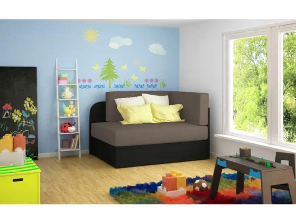 ZAYAH Chauffeuse/Lit enfant en tissu taupe – Image 2