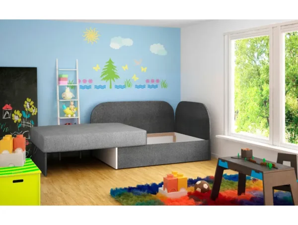 ZAYAH Chauffeuse/Lit enfant en tissu GRIS CLAIR – Image 3