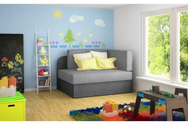 ZAYAH Chauffeuse/Lit enfant en tissu GRIS CLAIR – Image 4