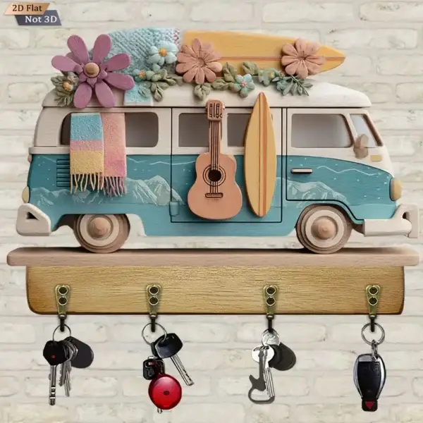 Porte-Clefs  surf  VW avec Quatre Crochets en Métal – Image 4