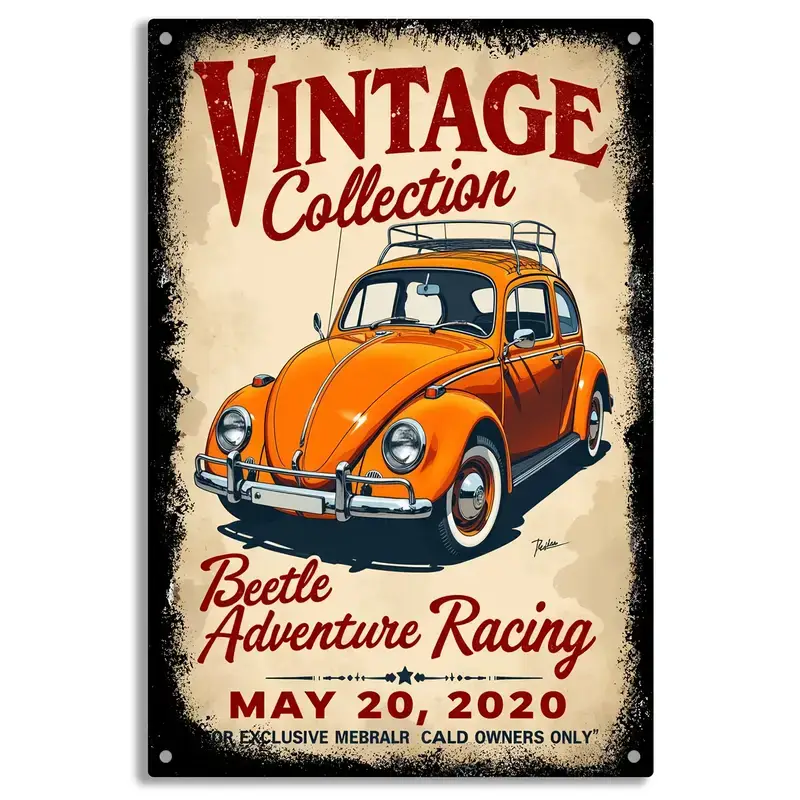 Plaque Métallique Aventure de Course Vintage