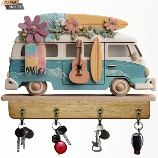 Porte-Clefs  surf  VW avec Quatre Crochets en Métal