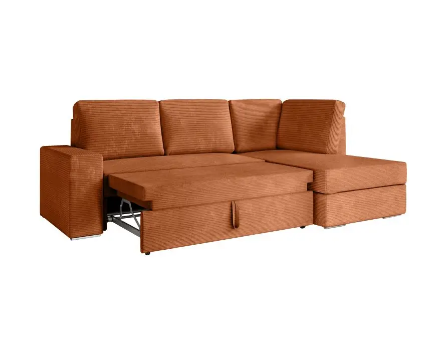 ARTEMIS Canapé d'angle convertible avec coffre en velours côtelé  terracotta  angle droit – Image 5
