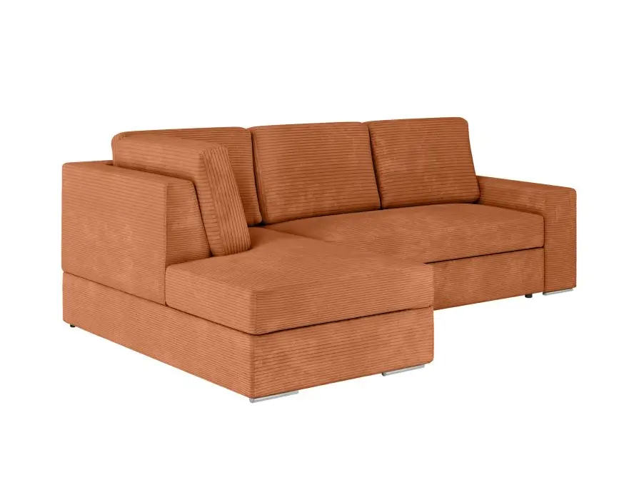 ARTEMIS Canapé d'angle convertible avec coffre en velours côtelé TARRACOTTA  angle gauche – Image 6