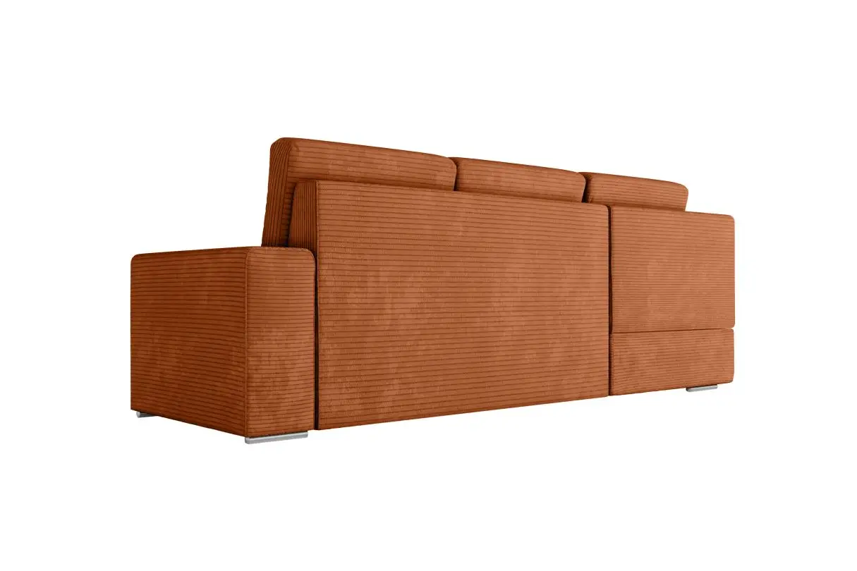 ARTEMIS Canapé d'angle convertible avec coffre en velours côtelé TARRACOTTA  angle gauche – Image 8