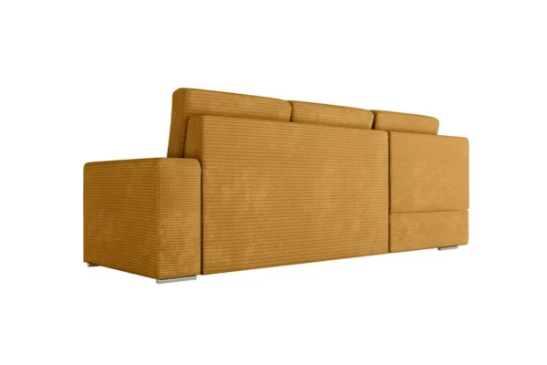 ARTEMIS Canapé d'angle convertible avec coffre en velours côtelé jaune  angle gauche – Image 8