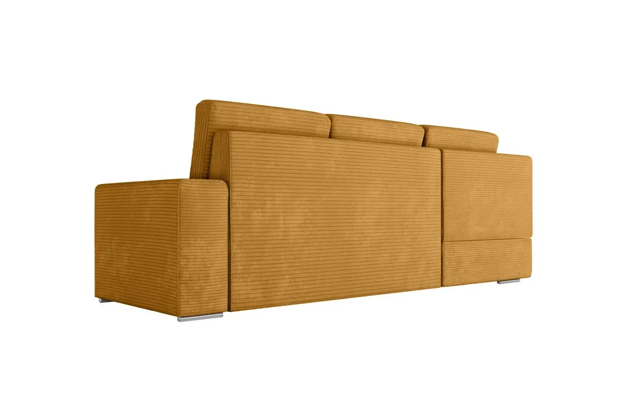 ARTEMIS Canapé d'angle convertible avec coffre en velours côtelé jaune  angle gauche – Image 8