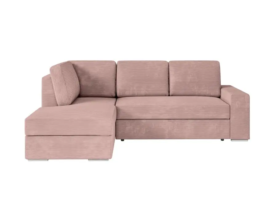 ARTEMIS Canapé d'angle convertible avec coffre en velours côtelé VIEUX ROSE angle gauche – Image 7