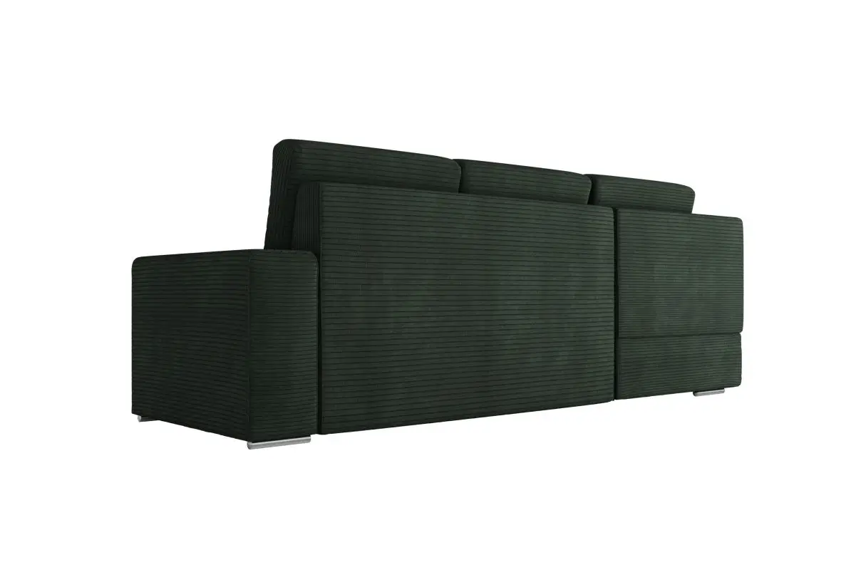 ARTEMIS Canapé d'angle convertible avec coffre en velours côtelé vert foncé  angle gauche – Image 7