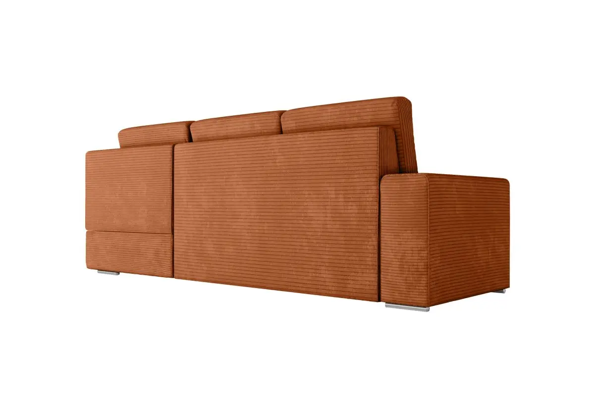 ARTEMIS Canapé d'angle convertible avec coffre en velours côtelé  terracotta  angle droit – Image 7
