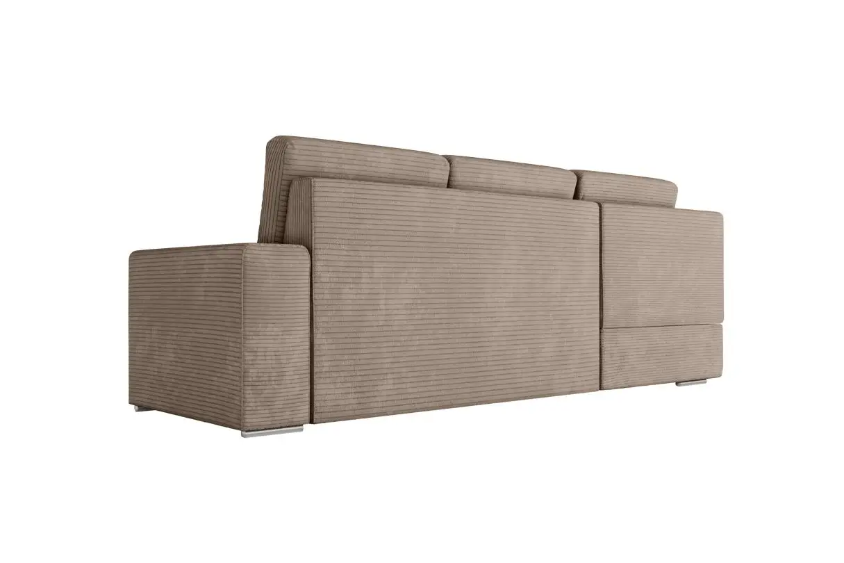 ARTEMIS Canapé d'angle convertible avec coffre en velours côtelé taupe  angle gauche – Image 7