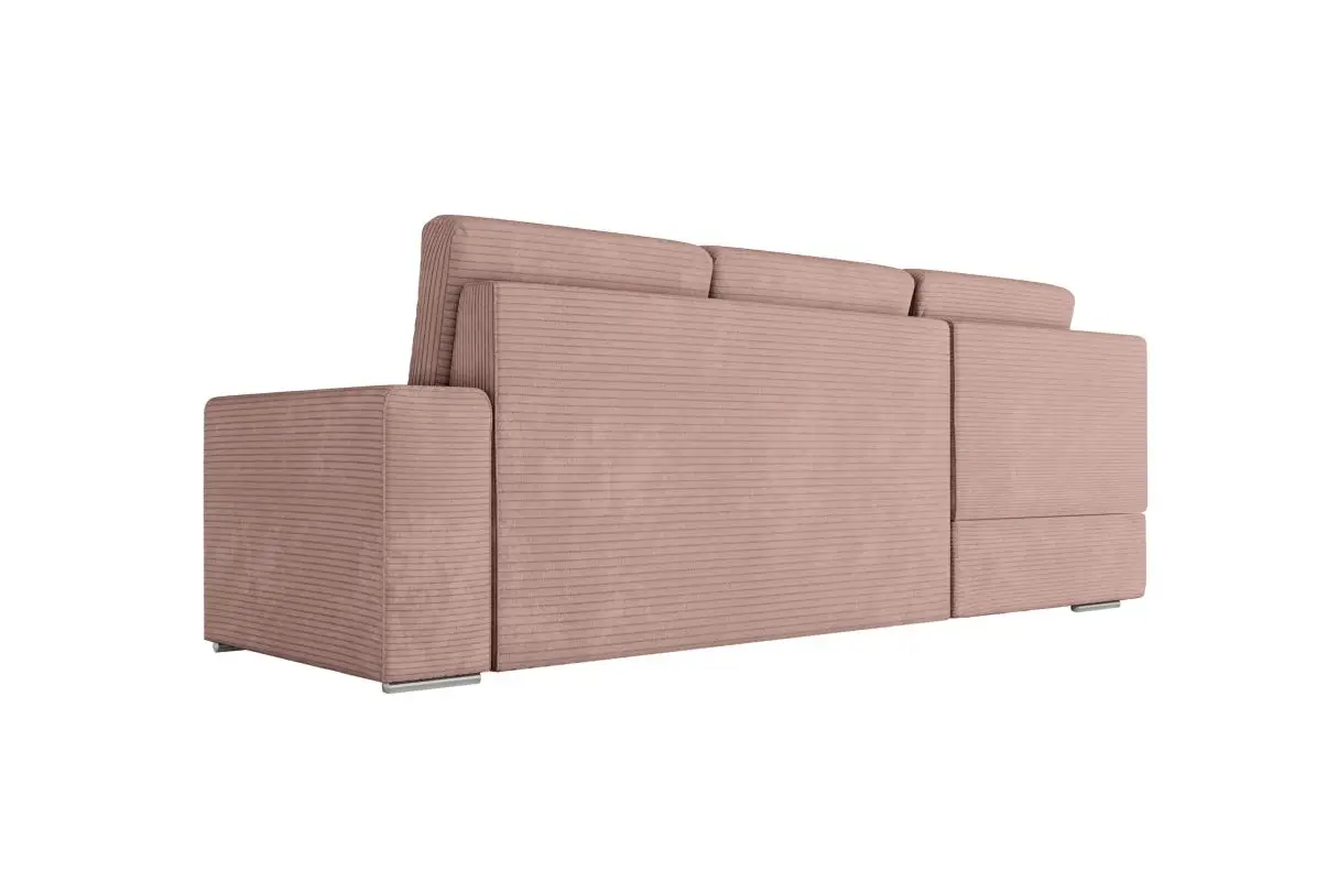 ARTEMIS Canapé d'angle convertible avec coffre en velours côtelé VIEUX ROSE angle gauche – Image 8
