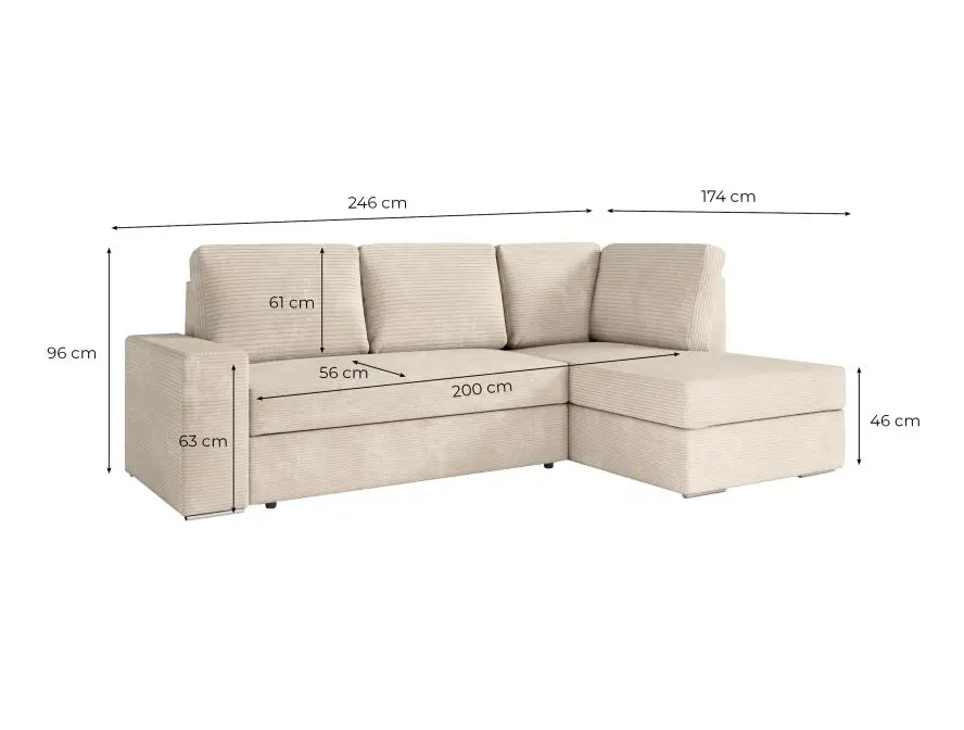 ARTEMIS Canapé d'angle convertible avec coffre en velours côtelé  terracotta  angle droit – Image 8